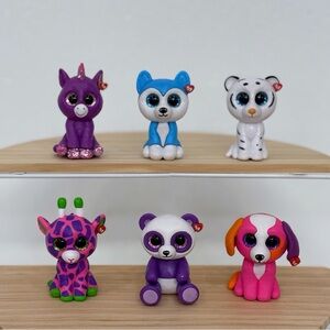 Ty Beanie Boos 2" Mini Boo Figures Hard Plastic Lot Of 6